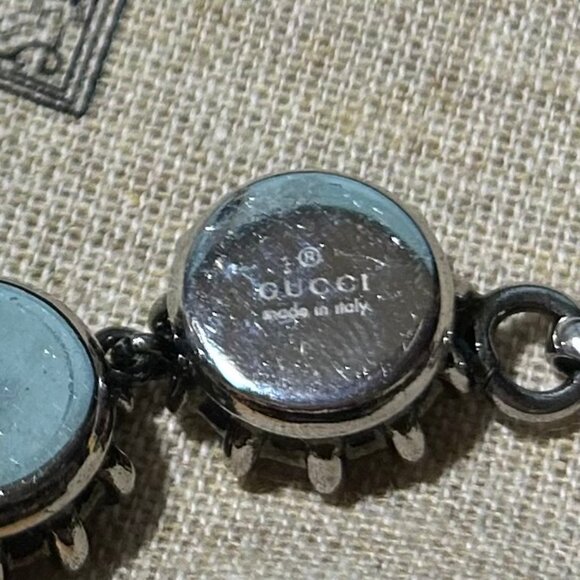 Authentic Gucci Feline Head Pink Crystal Silver Chain Link Adjustable Bracelet - Picture 11 of 12